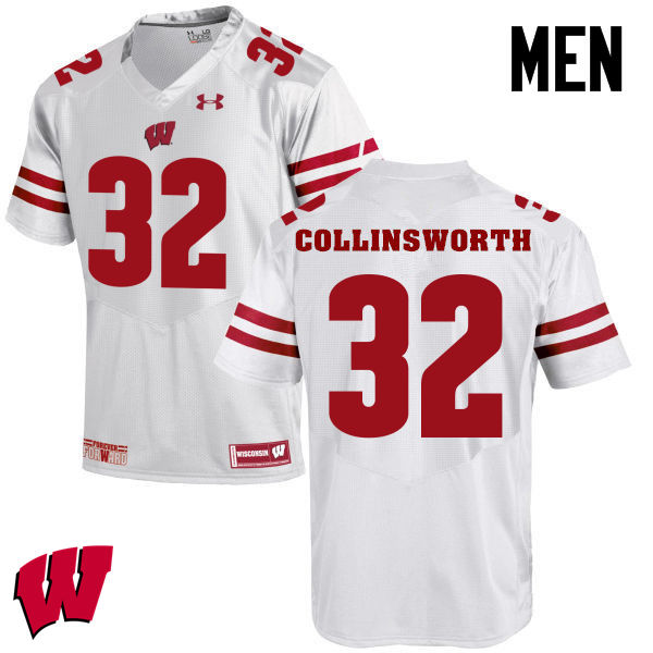 Wisconsin Badgers Men's #32 Jake Collinsworth NCAA Under Armour Authentic White College Stitched Football Jersey LK40S38LF